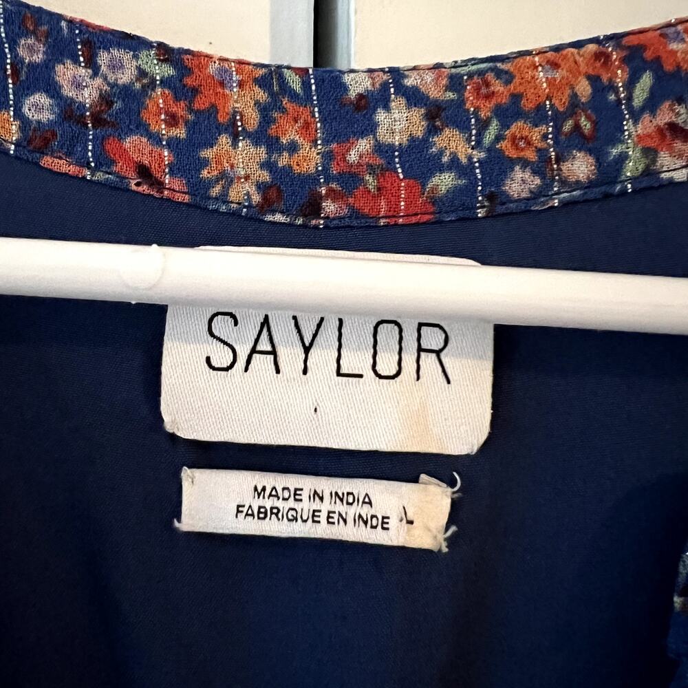 saylor lyna maxi floral dress size L blue red CL - Picture 5 of 6